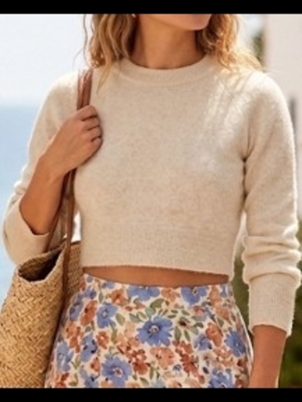 Cropped Wool & Cashmere Cream Sweater Top (Sz Xs/S) Neutral Cozy Layer Soft Lux